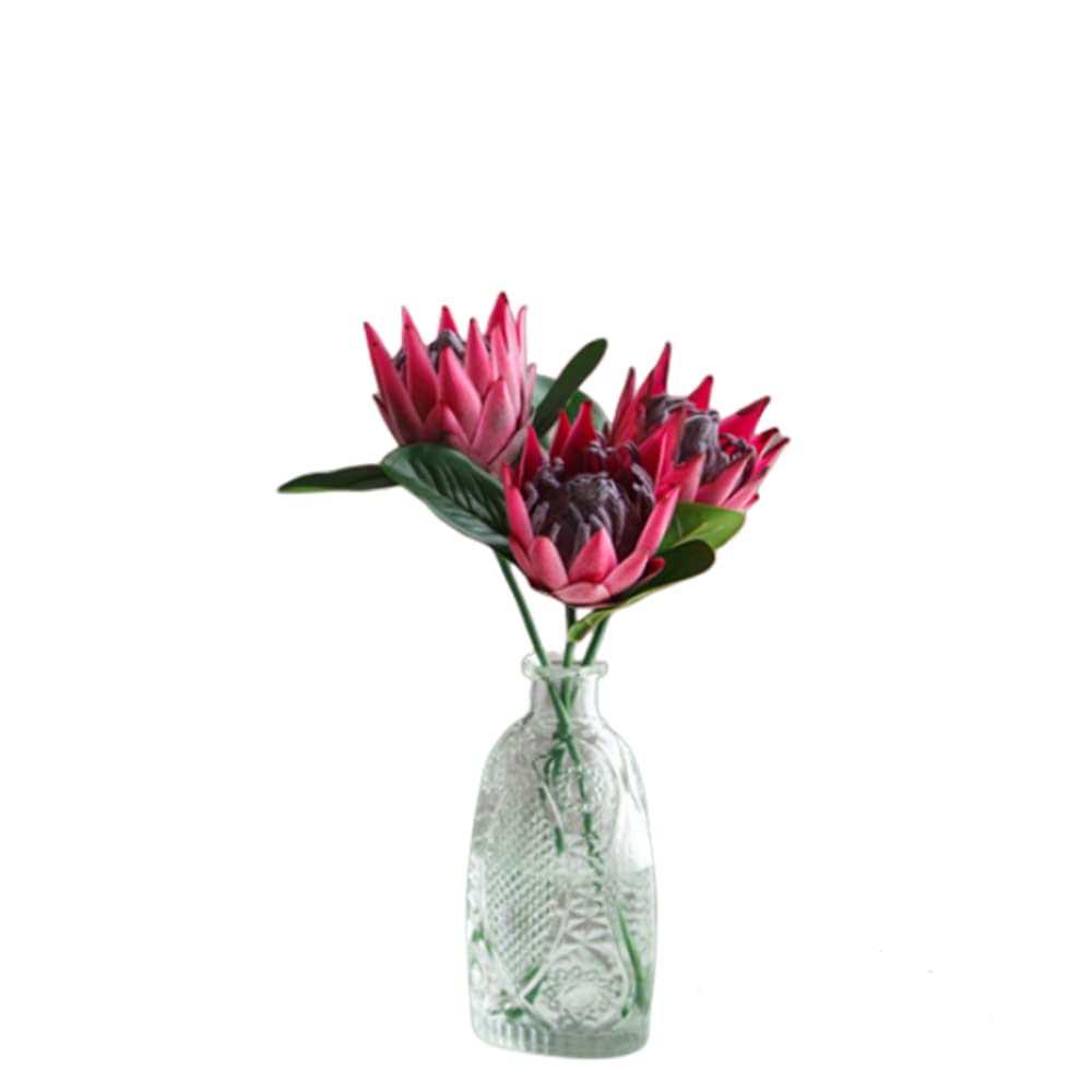 XIZHI 3 Stem King Protea Artificial Flowers Real Touch Silk Protea Cynaroides for Wedding Table Centerpieces Flower Arrangements Decor Bouquet (Red) — image 1