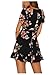 FFLMYUHULIU Women Long Sleeve Sexy V-Neck Floral Print Mini Dress (XL, 009-Black)