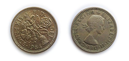 Coins for collectors - Circulated British 1964 Sixpence / Six pence 6p Coin / Great Britain
