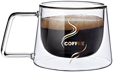 Espresso Mug Double Layer Glass - MISUNDER 200ml Heat Resisting Mug with Handle For Tea, Coffee, Milk or Cold Drinks, DC0011, 2017