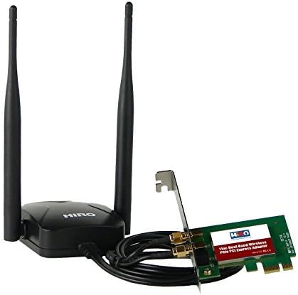 HiRO H50325 Dual Band Wireless 802.11ac AC1200 11ac WiFi 2T2R 867Mbps PCIe PCI Express PCI-E x1 Adapter 2x 5dBi 5ft Omnidirectional Antenna Wall Mountable Magnetic Base Windows 10 8.1 8 7