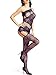 Amoretu Womens Floral Fishnet One Shoulder Open Crotch Bodystocking, Purple, One Size