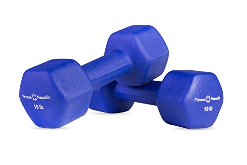 Fitness Republic Neoprene Dumbbells 10 lbs Set (Neoprene Weights)