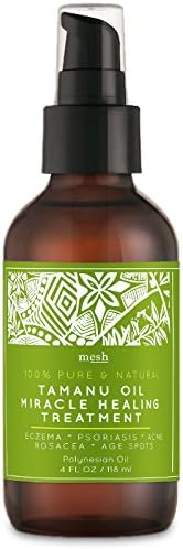 Mesh Organic Tamanu Oil 4 oz, 100% High Quality Pure Virgin Cold Pressed Unrefined, Treats Acne, Psoriasis, Eczema For Skin, Hair, Body, Nails 100% Satisfaction Guarantee