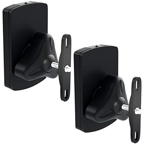 deleyCON 2x Universal Speaker Wall Mounts Loudspeaker Wall Mountings Tilt + Swivel up to 10 Kg Load Weight Ceiling Mounting + Wall Fitting - Black
