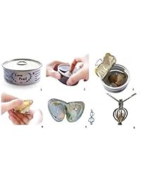 Collar Love Pearl con perla cultivada en ostra, de Pearlina, kit de camafeo platinado con cadena de acero inoxidable de 18"