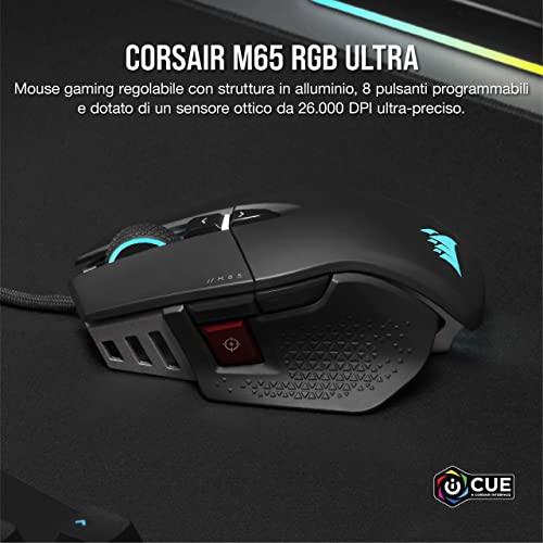 M65 RGB ULTRA Rev 2.0, mouse gaming FPS regolabile, Nero