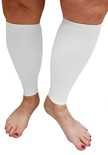 Compression Calf Sleeves XX Wide - Unisex, Soothing Gradient Support. Extra Wide Comfortable Cuff. (White)