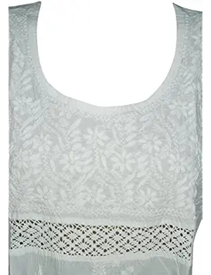 Womens Peasant Tunic Pure Cotton Floral Embroidery Top Blouse