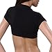 OUGES Summer Sexy Crop Tops, for Womens,Stretchy Cotton(Black,L)