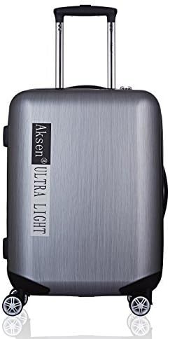 Silver Grey Carry on Lightweight Upright Hardshell Polycarbonate Rolling Extreme Spinner Trolley Durable Luggage On Wheel 22"x16"x8.5" w. TSA Lock With Push-Button Aluminum Handle & ABS System