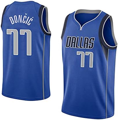 Dallas Mavericks Luca Eastcic Jersey No. 77 Lone Ranger Basketball Uniform, Fiber Embroidery Jersey, Fans, Breathable and Quick-Drying Vest, Competition Equipment