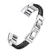 bayite Leather Bands Compatible with Fitbit Alta and Alta HR, Adjustable Metal Buckle Leather Wristband, Cord Braided Black Small 5.5