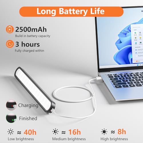 Wireless Desk Lamp 2500 mAh LED Under Cabinet Light Magnetic LED Touch Control Dimmable Night Light Desk Light USB Rechargeable for Under Cabinet, Kitchen, Reading, Working