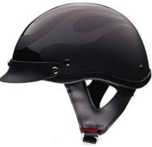 DOT FLAT BLACK FLAME SHORTY MOTORCYCLE HELMET-M
