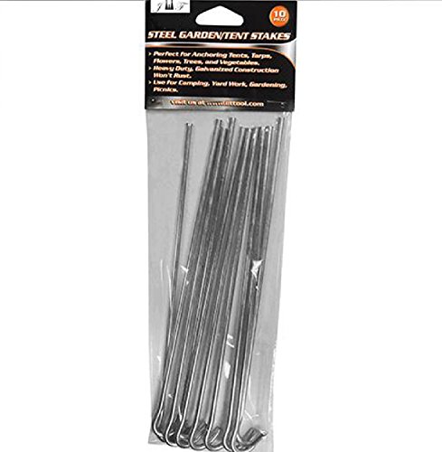 10PCS Steel Garden/Tent Stakes-Perfect for Anchoring, Tents, Tarps, Flowers, Trees, Vegetables-Heavy Duty Galvanized Construction Wont Rust-Use for Camping, Yard Work, Gardening, Picnics