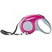 Retractable Dog Leash with Nylon Ribbon Cord, Hand Grip, One Button Brake & Lock for Small, Medium Dogs (Pink)
