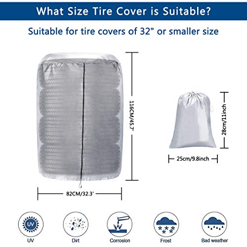 Aebitsry Seasonal Tire Storage Cover, Car Spare Tires Bag 210D Oxford Cloth Waterproof Dustproof Sonw and UV Protection Fit Up to 32" Tire Diameter - Thumbnail 4