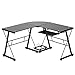 mecor L Shaped Tempered Glass Computer Desk W/Keyboard Tray & CPU Stand-Corner Laptop PC Table Workstation Home Office Furniture, Black