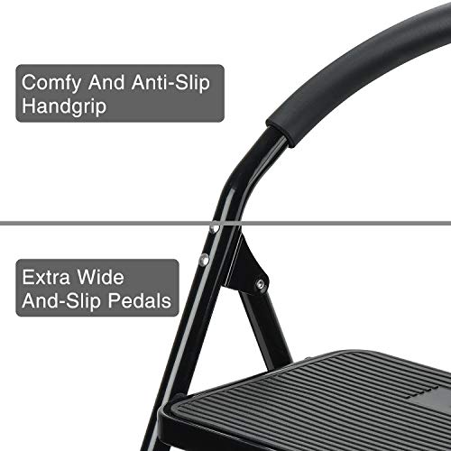 Delxo 2 Step Stool Folding Step Stool Steel Stepladders With Handgrip