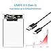 ELUTENG USBC SATA SSD External Hard Drive Enclosure 2.5inch Highspeed 5Gbps HDD Case Support UASP SATA III Up to 2TB Tool Free Hard Disk Casing with 2 USB Cables - Clear