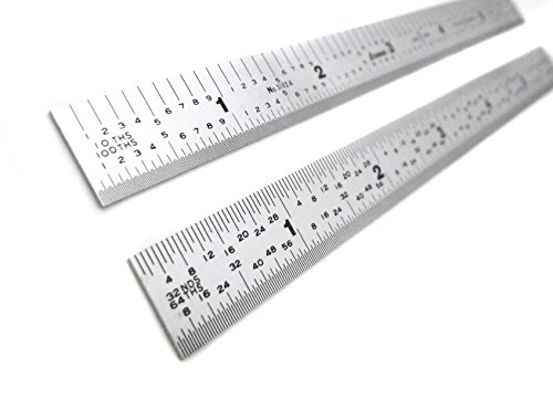 Shinwa 6 5R Narrow and Flexible (.500” wide x .020” thick) Zero Glare Satin Chrome Stainless Steel 5R Machinist Engineer Ruler / Rule with Graduations in 1/64, 1/32, 1/10, 1/100 Model H-3102A