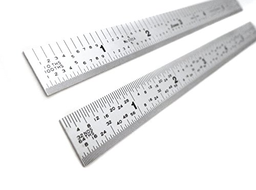 UPC 616909150939, Shinwa 6&quot; 5R Narrow and Flexible (.500” wide x .020” thick) Zero Glare Satin Chrome Stainless Steel 5R Machinist Engineer Ruler / Rule with Graduations in 1/64, 1/32, 1/10, 1/100 Model H-3102A