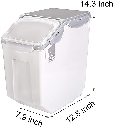Extra Large 15KG Food Containers, Rice Bucket, Food Storage Bins with Lids & Scooper, Airtight Kitchen Storage Containers to Store Dry Food, Food Storage Container 9KG