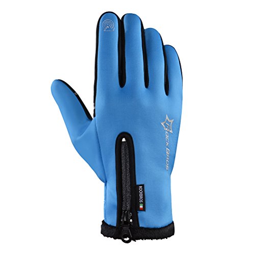 Rockbros Windproof Cycling Gloves Waterproof Winter Warm Fleece Outdoor Sports Touch Screen Gloves for Men Women