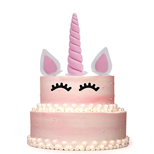 Buy LUTER Handmade Pink Unicorn Birthday Cake Topper, Reusable Unicorn Horn, Ears and Eyelash