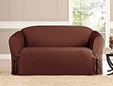 Linen Store Microsuede Slipcover Furniture Protector Cover, Loveseat, Brown