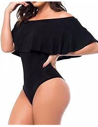 Dasbayla Mono de mujer con volantes y hombros descubiertos