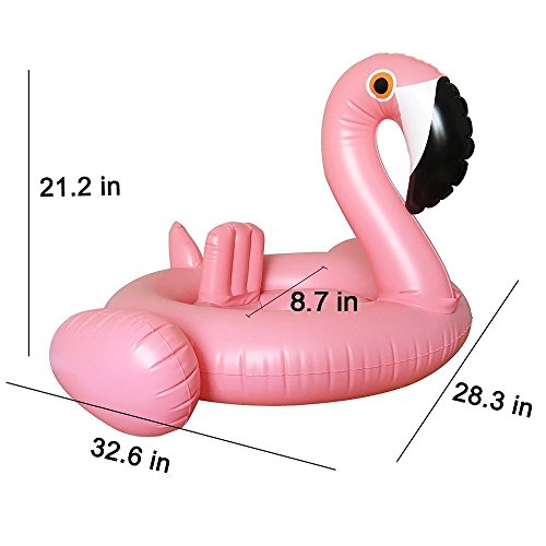 Baby Pool Float, Flamingo Inflatable Rafts Swim Ring Swimming Pool Toys for Kids- Bonus Carry Bag & Flamingo Drink Float