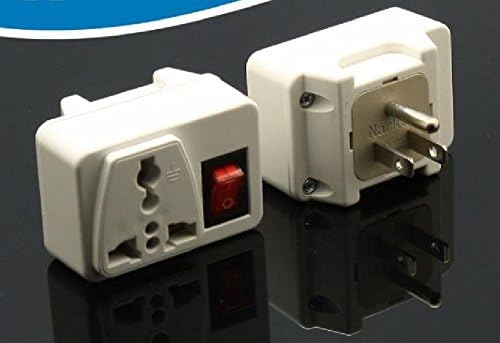 European EU to American Universal Plug Adapter with Built-In Power Switch USA/Canada/ -Grounded Type B