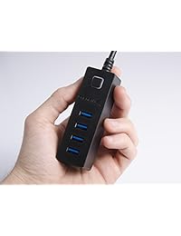 Sabrent portátil de 4 puertos USB 3.0 Hub con interruptor de alimentación para Ultra Book, MacBook Air, Windows 8 Tableta PC [Bus Powered, 1 ft Cable USB 3.0 incorporado] (hb u3p8, color negro)
