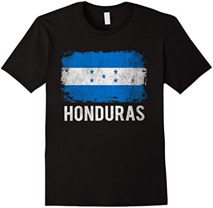 Men's Honduras Hondurans Flag Vintage Distressed Travel T-Shirt Medium Black