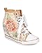 Women Lace Floral Lace Up Zip Wedge Sneaker CG72 - Beige