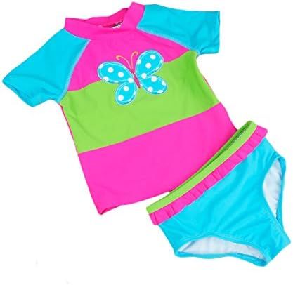 Girls Two Pieces Tankini Swimwear Quick-drying Swimsuit Sun Protective Butterfly Size 2T Blue