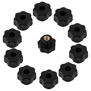 10 stks Gekartelde Draad Klemknop, Universele Zwarte Kleur Plastic Ronde Vorm Knop Handvat voor Machine Tool M6 * 25