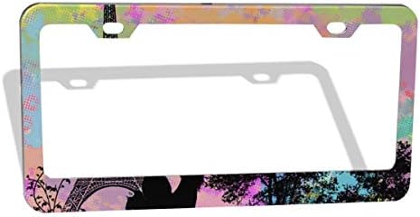 ナンバープレートフレーム アルミナンバーフレーム ナンバーカバー ナンバーホルダ ライセンスフレーム ナンバープレート フレーム エッフェル塔 ロマンチックな愛 防水性 お気に入り 耐紫外線 アクセサリー 錆びにくい 普通車 カバー 軽自動車対応 2個セット 耐久性