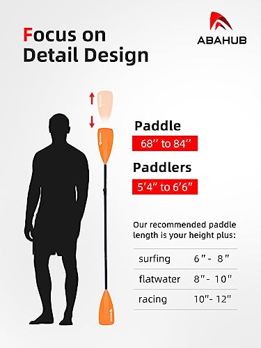 Abahub 2 in 1 Sup Kajak Paddel Aluminium Einstellbares Stand Up Paddle für Paddleboard, Aluminiumlegierung PU-beschichtete Schaft Kunststoff Nylon Klinge