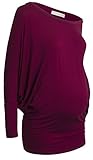 Women's Scoop Neck Long Dolman Sleeve Stretch Knit Casual Maternity Tunic Top