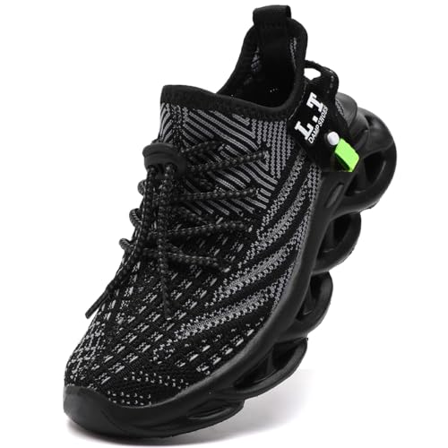 CDLHHM Kids Running Shoes Boys Girls Walking Tennis Sneakers Non Slip Breathable Lightweight Flexible Comfortable Fashion for Toddler, Little Kid, Big Kid Black Size 1.5 at Amazon