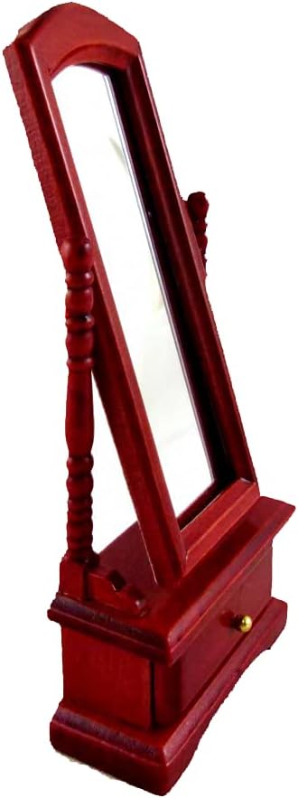 Town Square Miniatures Dolls House Miniature Bedroom Furniture Mahogany Standing Cheval Dressing Mirror