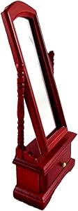 Town Square Miniatures Dolls House Miniature Bedroom Furniture Mahogany Standing Cheval Dressing Mirror