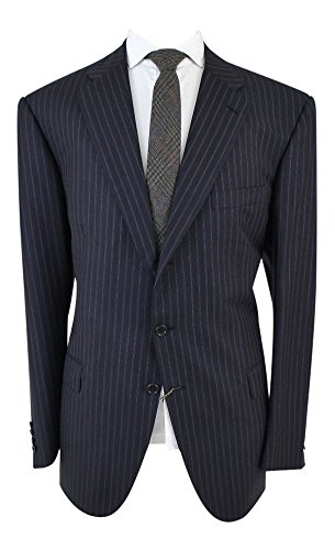 Brioni Luxurious Black Pinstriped 100% Wool Suit 55/44 Reg