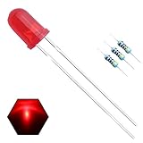 EDGELEC 100pcs 5mm Red Blinking Diffused LED Diodes 1.5Hz Flash (Single Color Flashing) Round Top 29mm Feet DC 2V Blink Bulb Lamp Light Emitting Diode +100pcs Resistors 470ohm for DC 6-12V Included