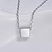 S.Leaf Simple Floating Square Pendant Necklace Silver Cube Charm Necklace (Silver)
