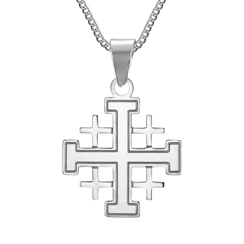 BOBIJOO JEWELRY - Pendant Man Templar Order Cross of Jerusalem 316L Stainless Steel Silver Chain