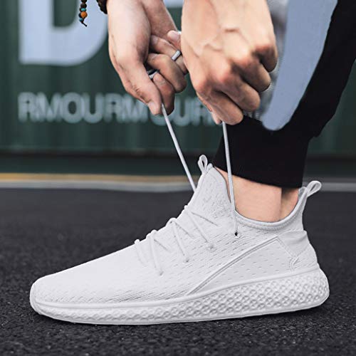 Mysky Popular Men Casual Solid Color Outdoor Walking Shoes Male Comfy Breathable Running Sports Shoes Sneakers White
